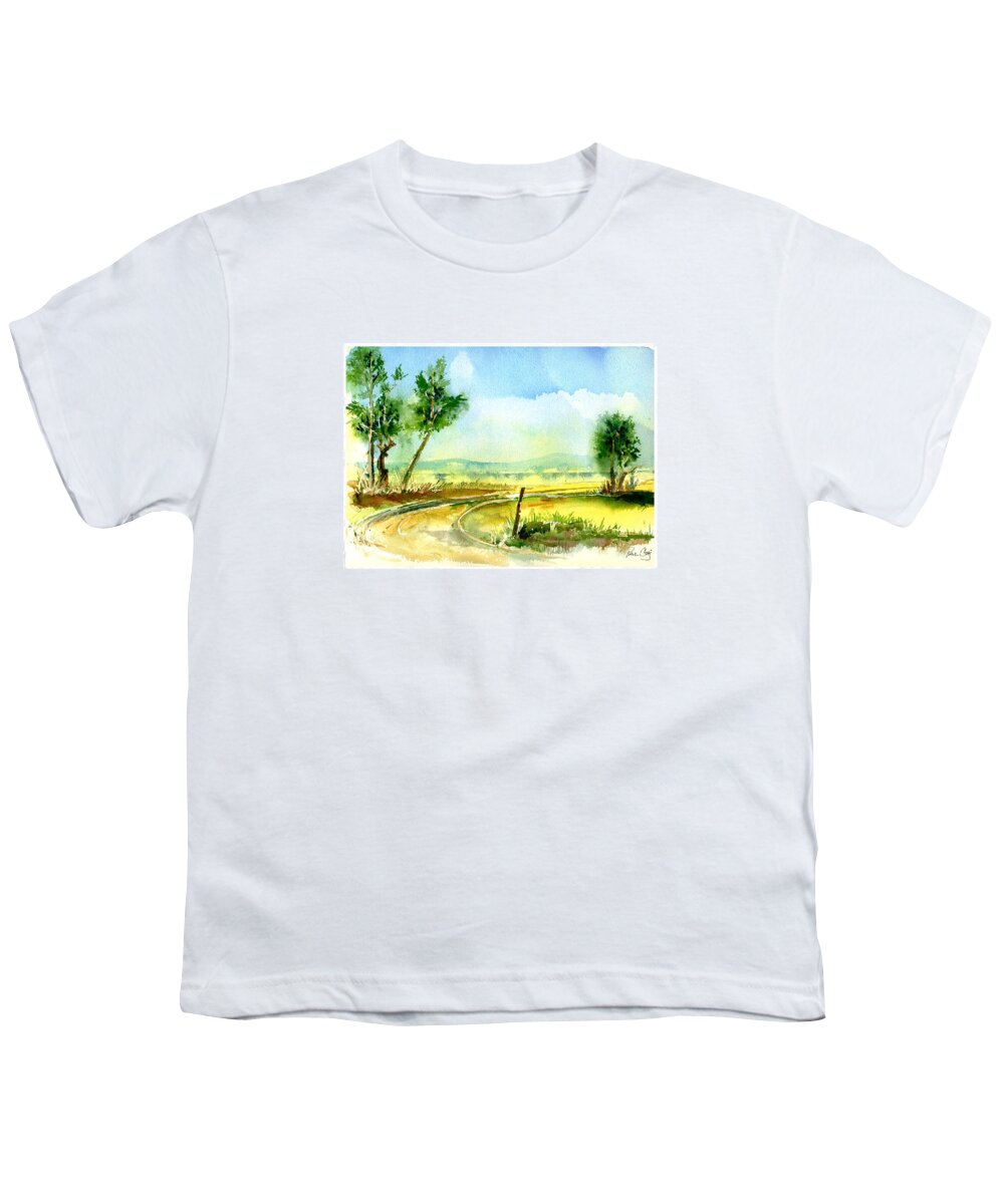 Landscape Youth T-Shirt featuring the painting Country Bend by Paul Gaj