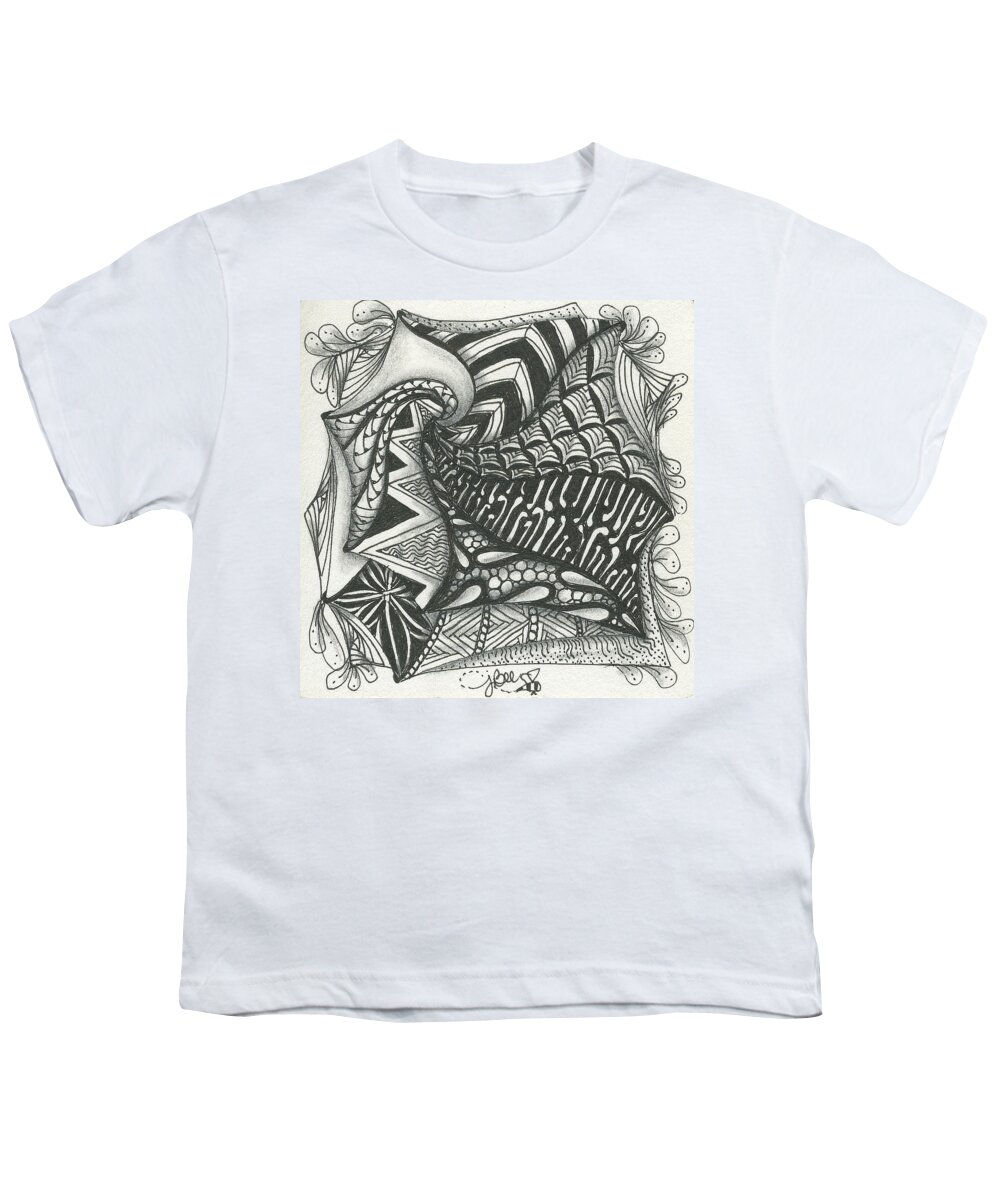 Zentangle Youth T-Shirt featuring the drawing Crazy Spiral by Jan Steinle