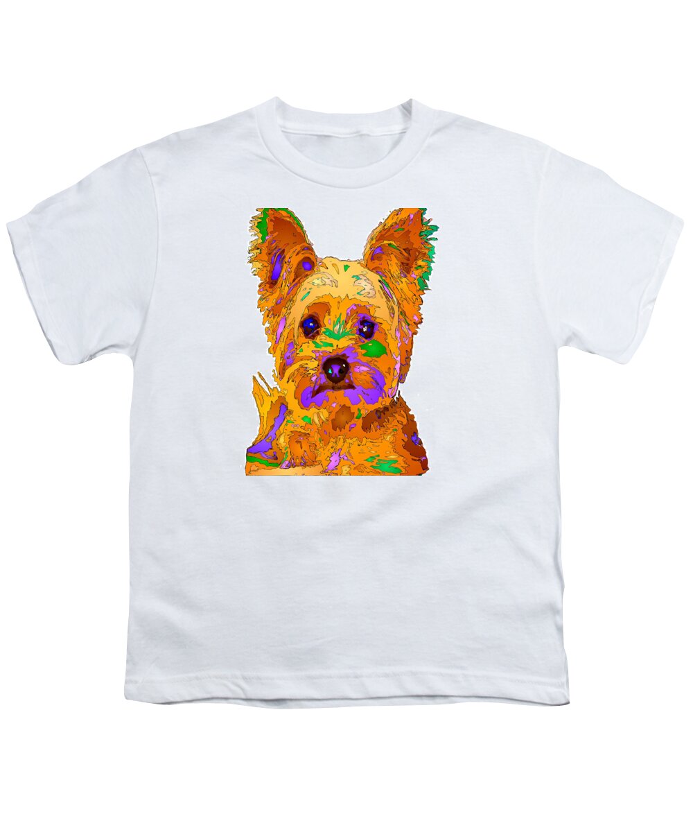 Yorkie Youth T-Shirt featuring the digital art Cupcake the Yorkie. Pet Series by Rafael Salazar