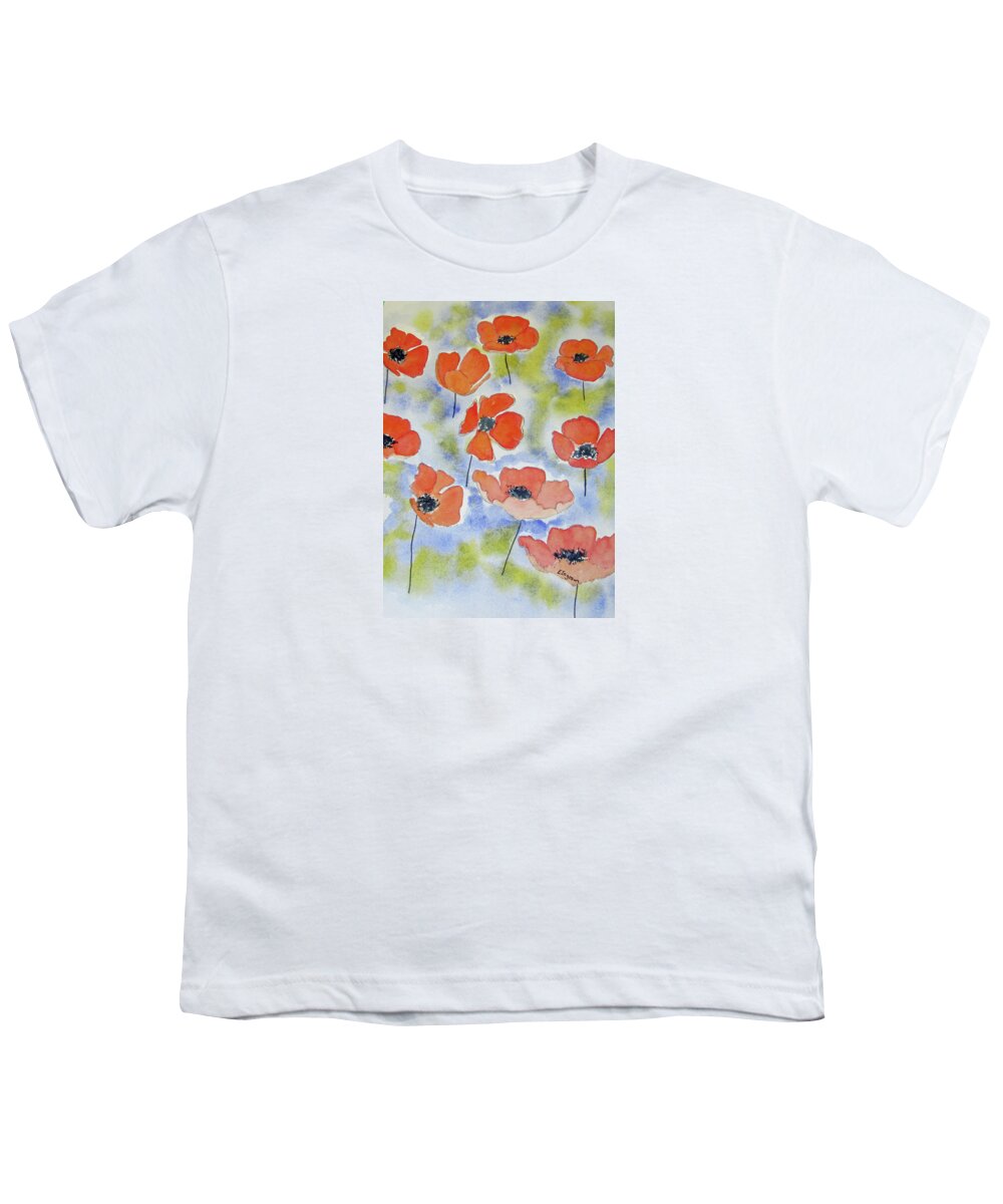 Floral Youth T-Shirt featuring the painting Dancing Poppies by Elvira Ingram