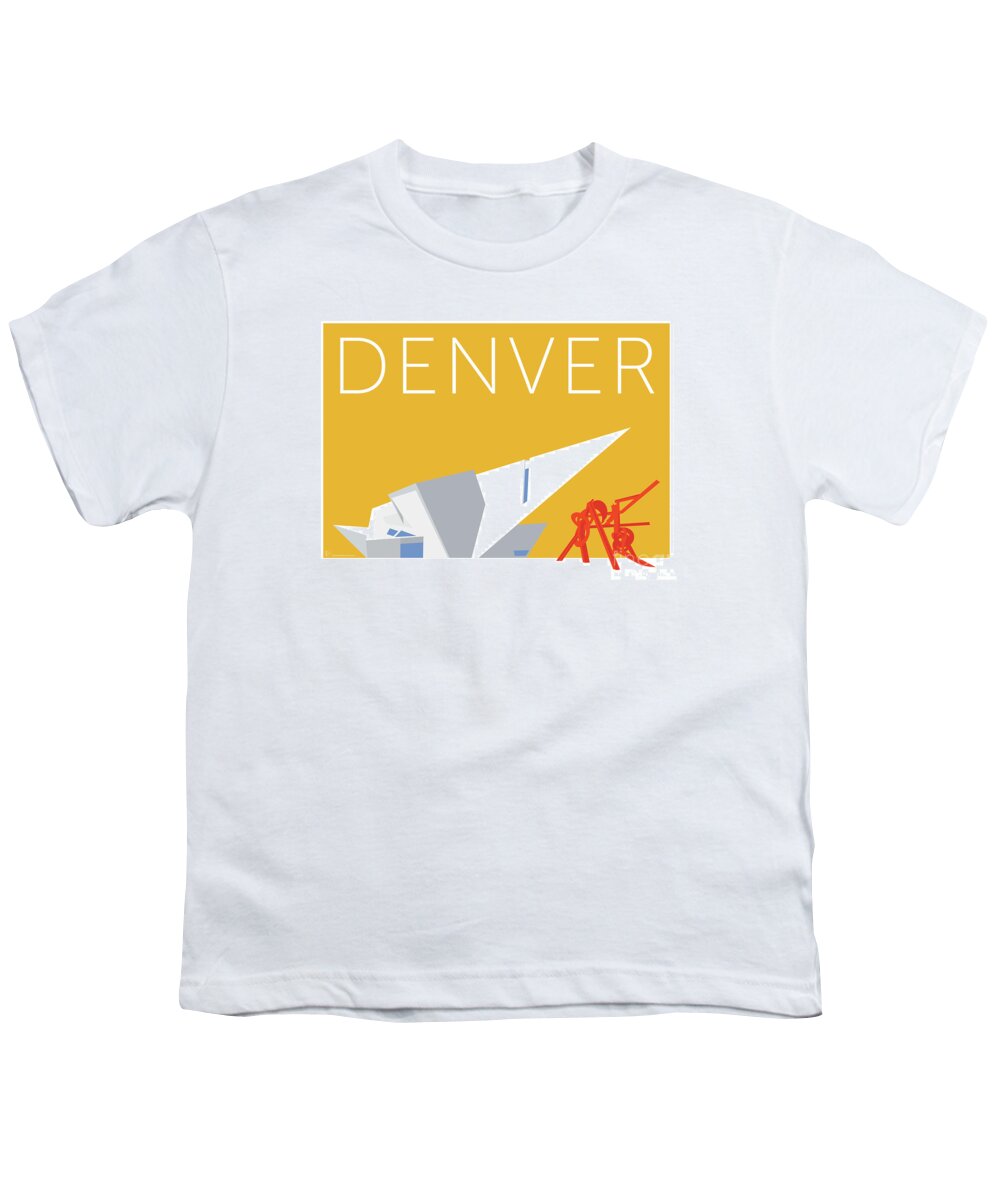 Denver Youth T-Shirt featuring the digital art DENVER Art Museum/Gold by Sam Brennan
