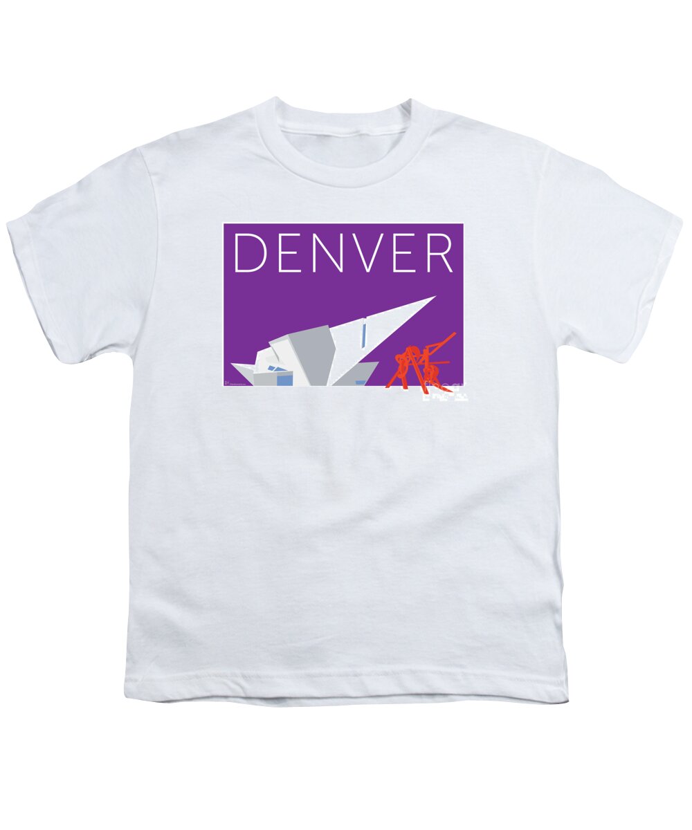 Denver Youth T-Shirt featuring the digital art DENVER Art Museum/Purple by Sam Brennan