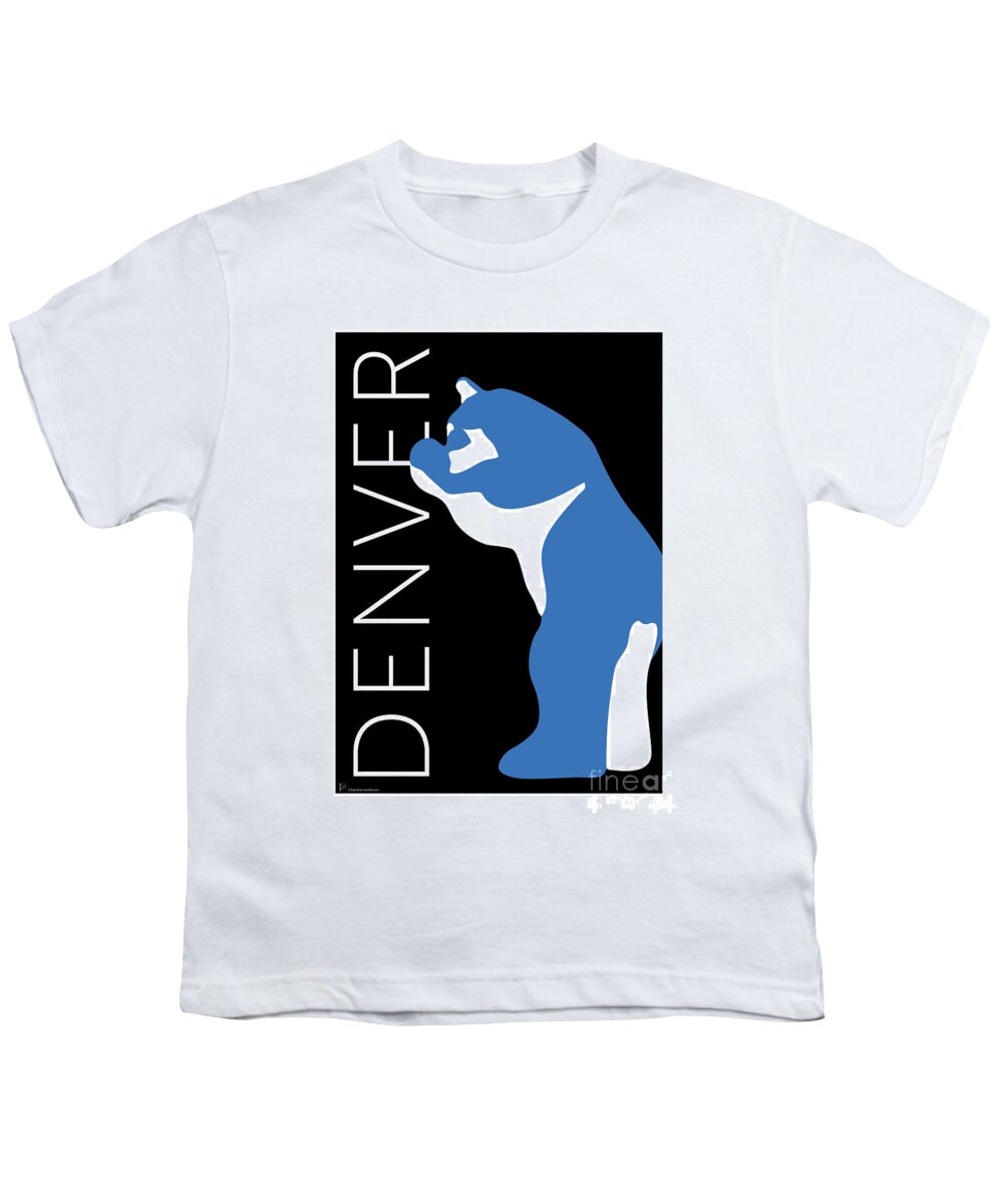 Denver Youth T-Shirt featuring the digital art DENVER Blue Bear/Black by Sam Brennan