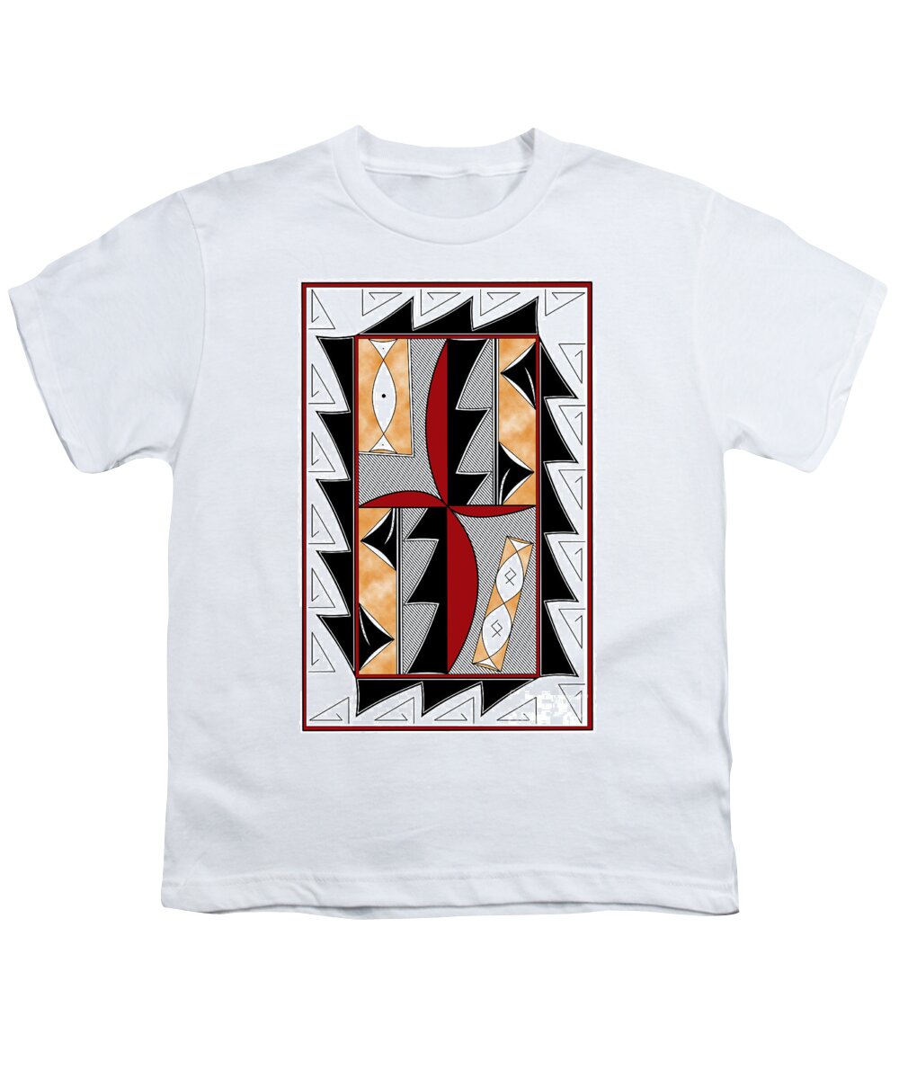 Southwest Youth T-Shirt featuring the digital art Southwest Collection - Design One in Red by Tim Hightower