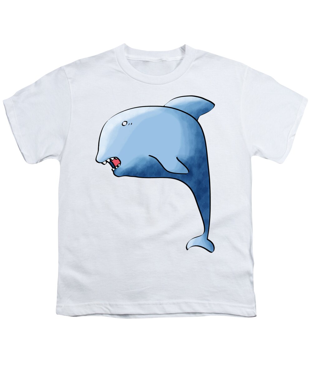 Dolphin Youth T-Shirt featuring the digital art Dolphin Blue by Piotr Dulski