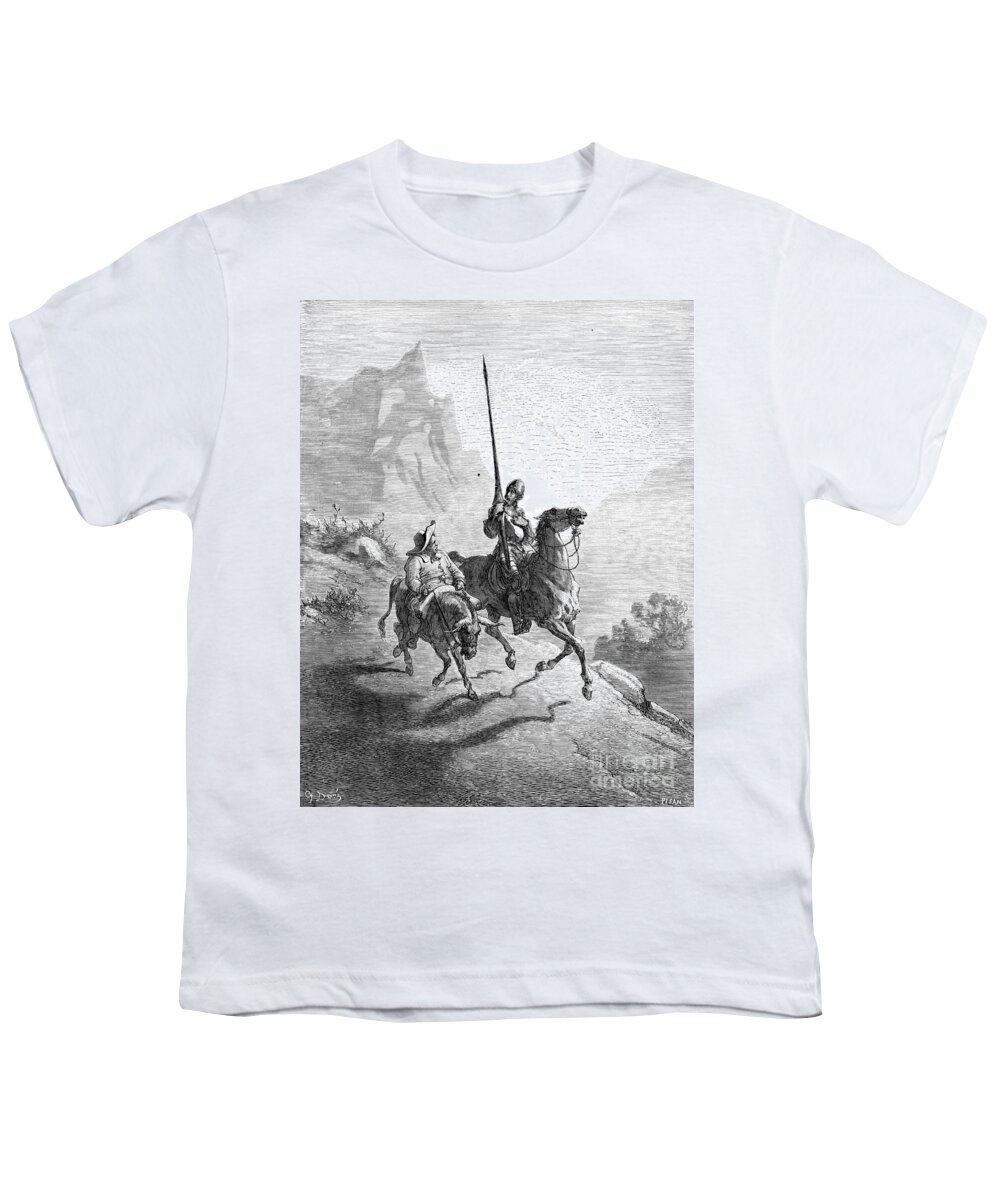 16th Century Youth T-Shirt featuring the drawing Don Quixote And Sancho by Gustave Dore