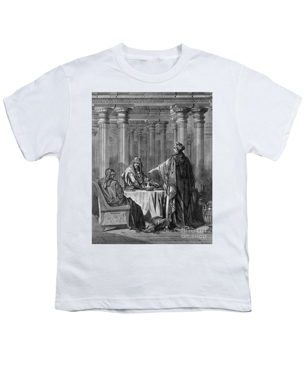 1880 Youth T-Shirt featuring the drawing Queen Esther #2 by Gustave Dore