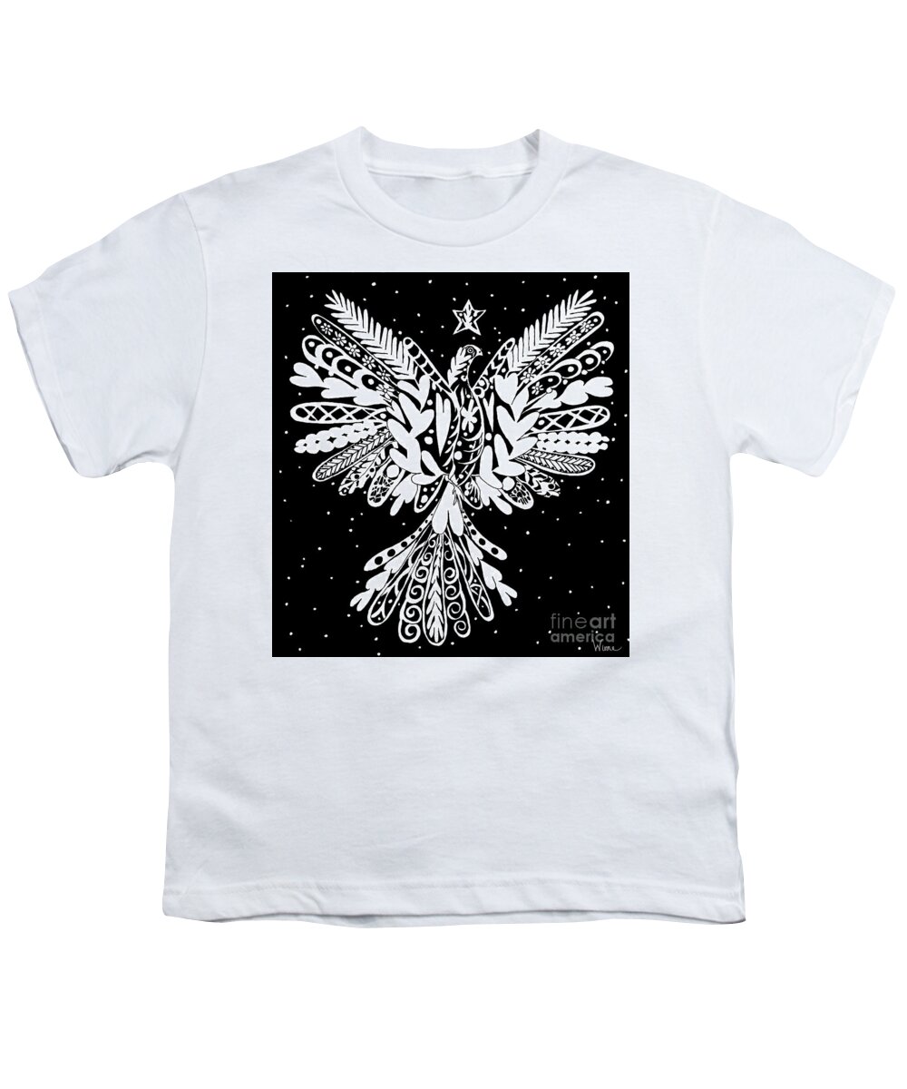 Lise Winne Youth T-Shirt featuring the drawing Dove Blessed with a Star by Lise Winne