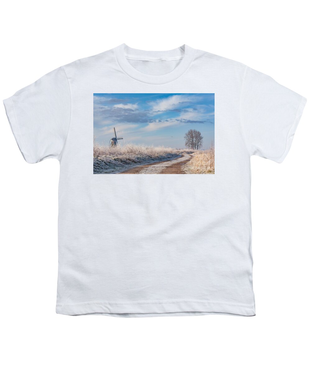 Holland Youth T-Shirt featuring the photograph Dutch windmill in winter by Casper Cammeraat