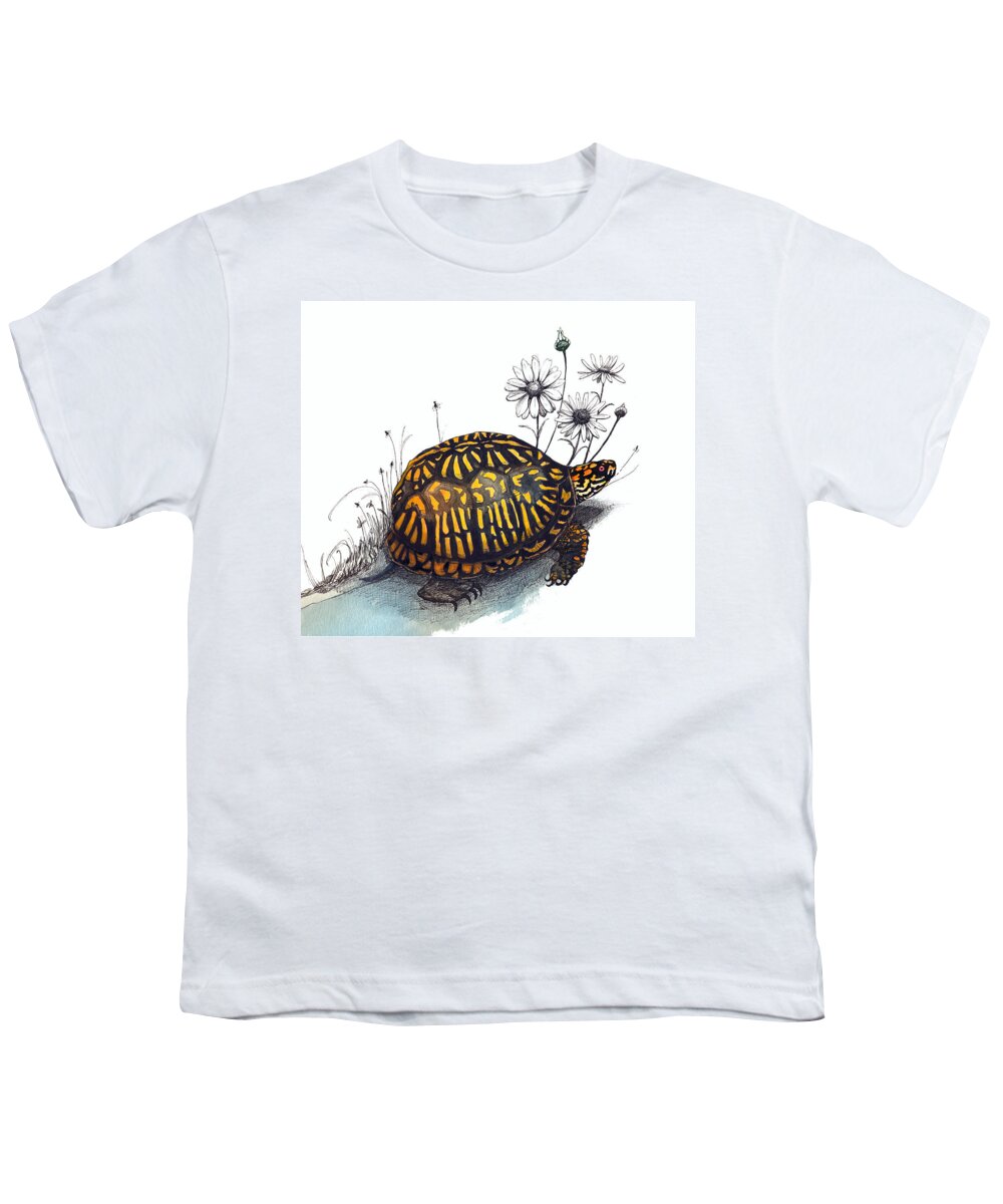 Eastern Box Turte Youth T-Shirt featuring the drawing Eastern Box Turtle by Katherine Miller