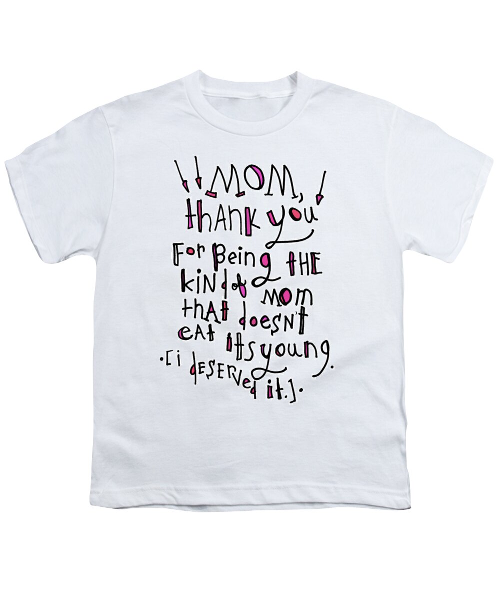 Text Youth T-Shirt featuring the painting Eat its young by Tonya Doughty