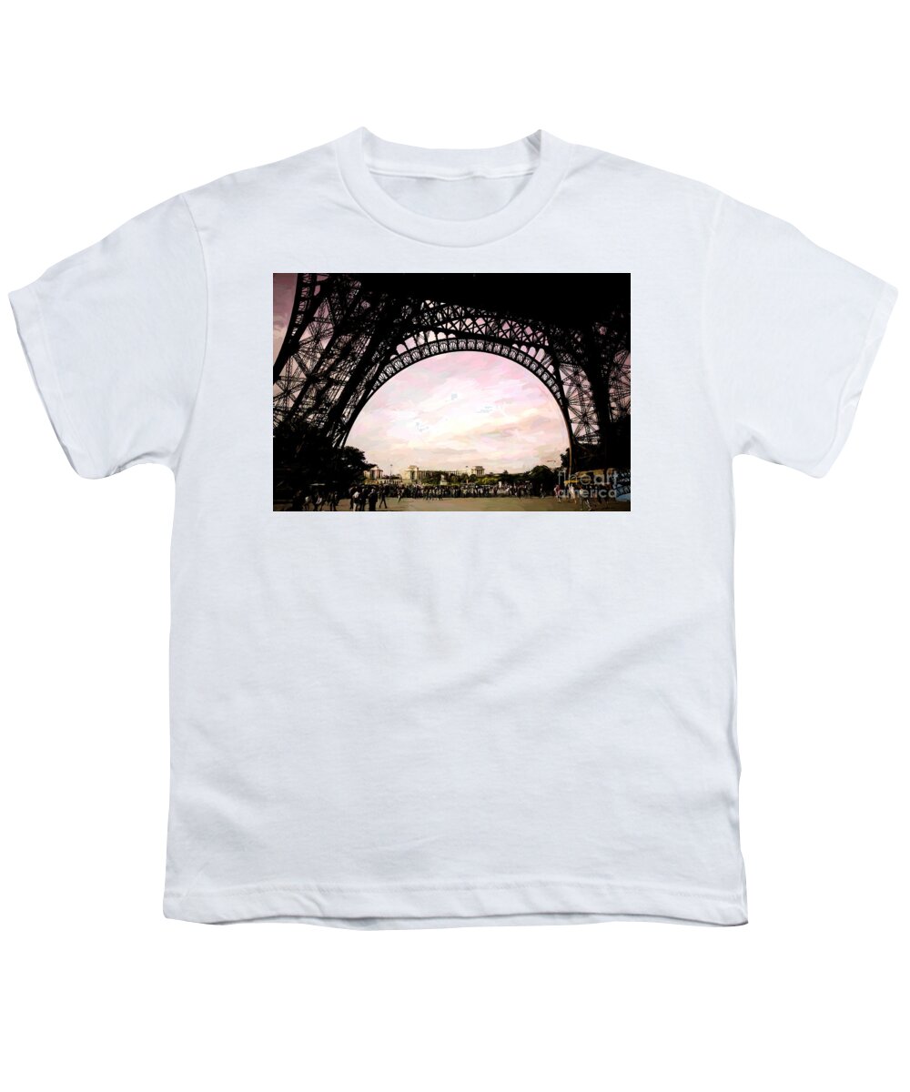 Eiffel Tower Youth T-Shirt featuring the photograph Eiffel Big Screen Paris by Chuck Kuhn