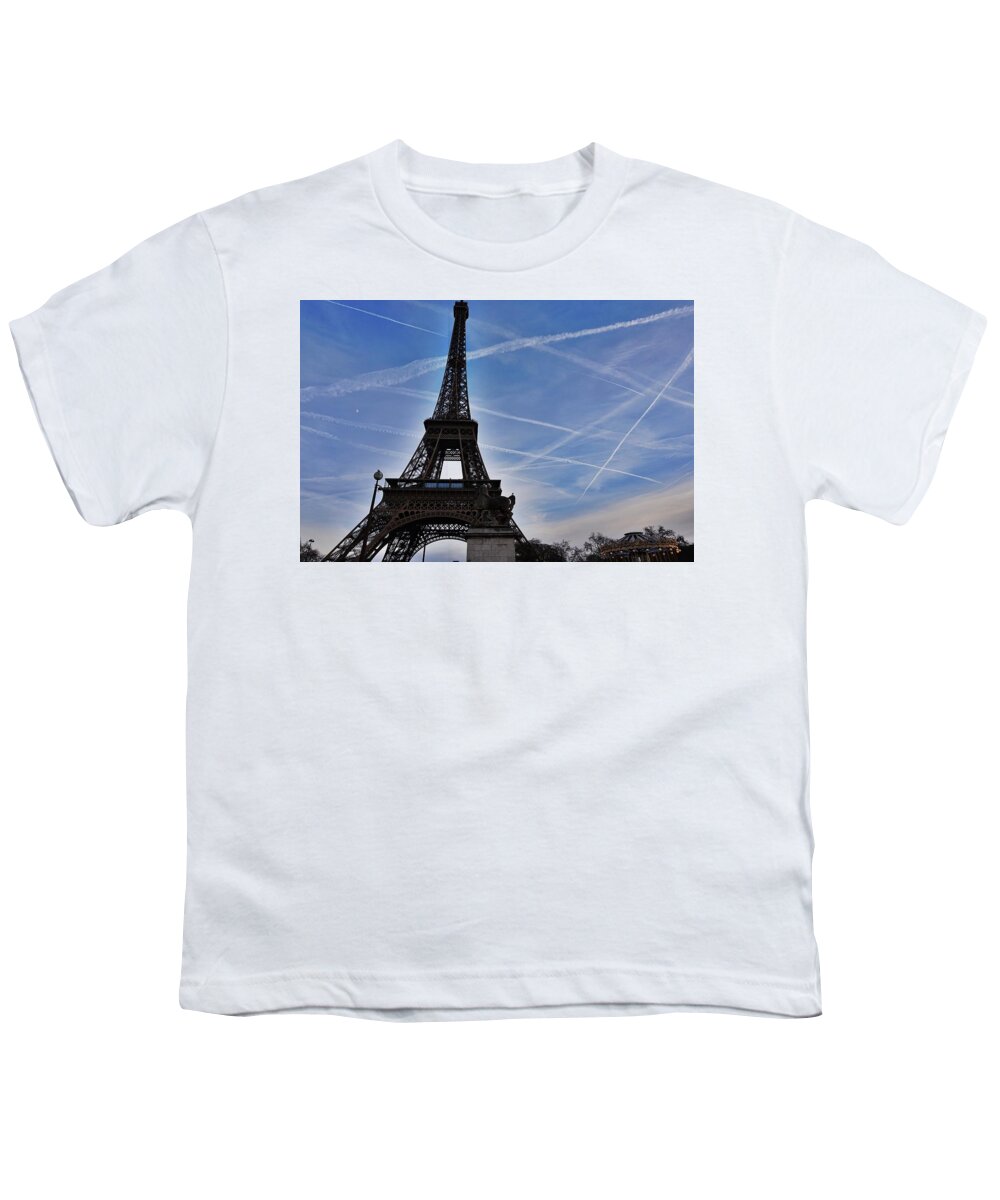 Paris Youth T-Shirt featuring the photograph Eiffel Tower from Pont d'Iena by Aurella FollowMyFrench