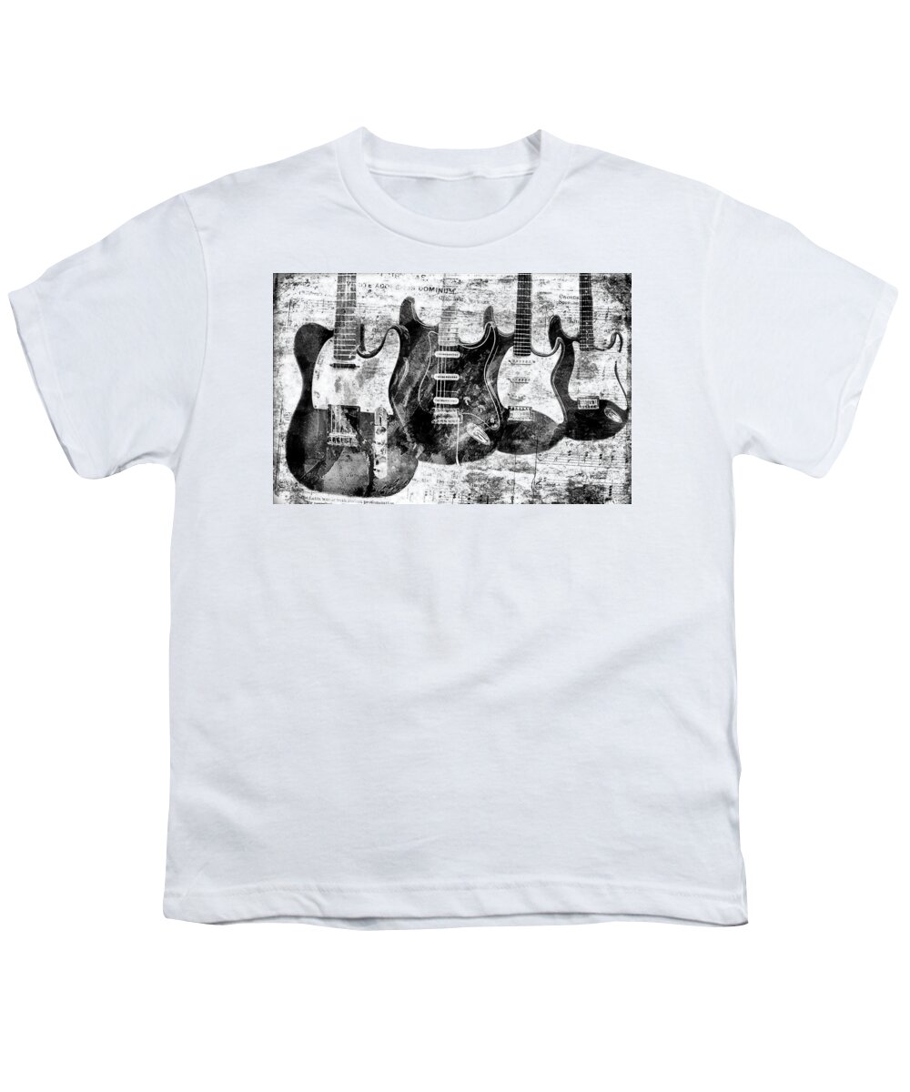 Electric Guitar Youth T-Shirt featuring the photograph Electric Guitars Black and White by Athena Mckinzie