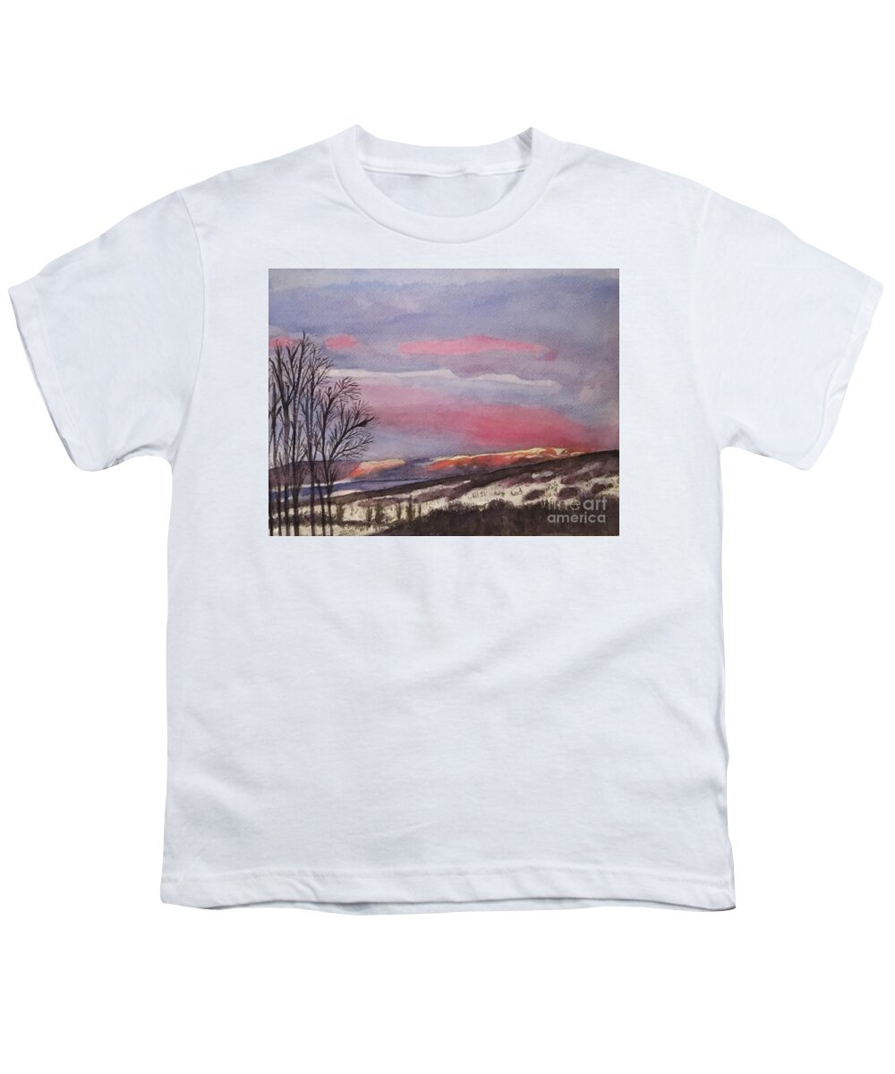 Winter Youth T-Shirt featuring the painting End of Day by Sue Carmony