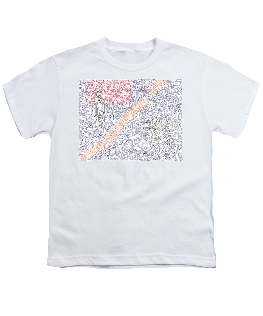 Mazes Youth T-Shirt featuring the drawing Engage by Steven Natanson