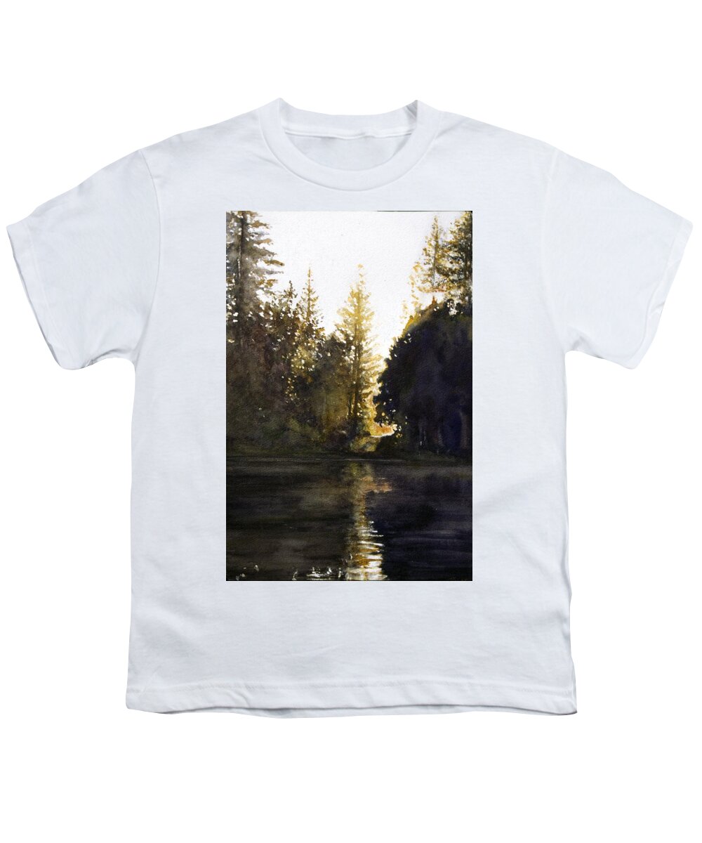 Landscape Youth T-Shirt featuring the painting Evening by Barbara Pease