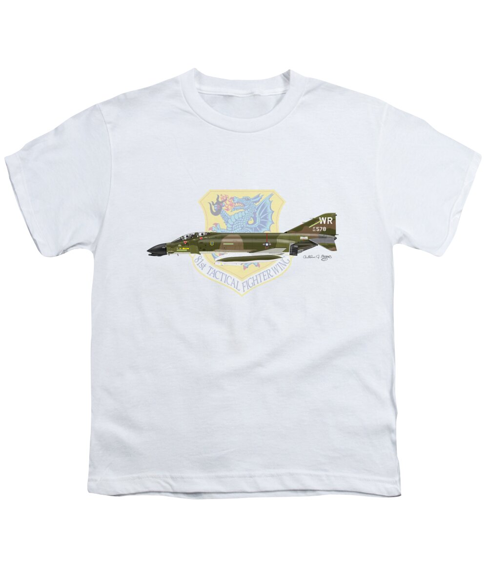 Mcdonnell Douglas Youth T-Shirt featuring the digital art F-4D Phantom II RAF Bentwaters by Arthur Eggers