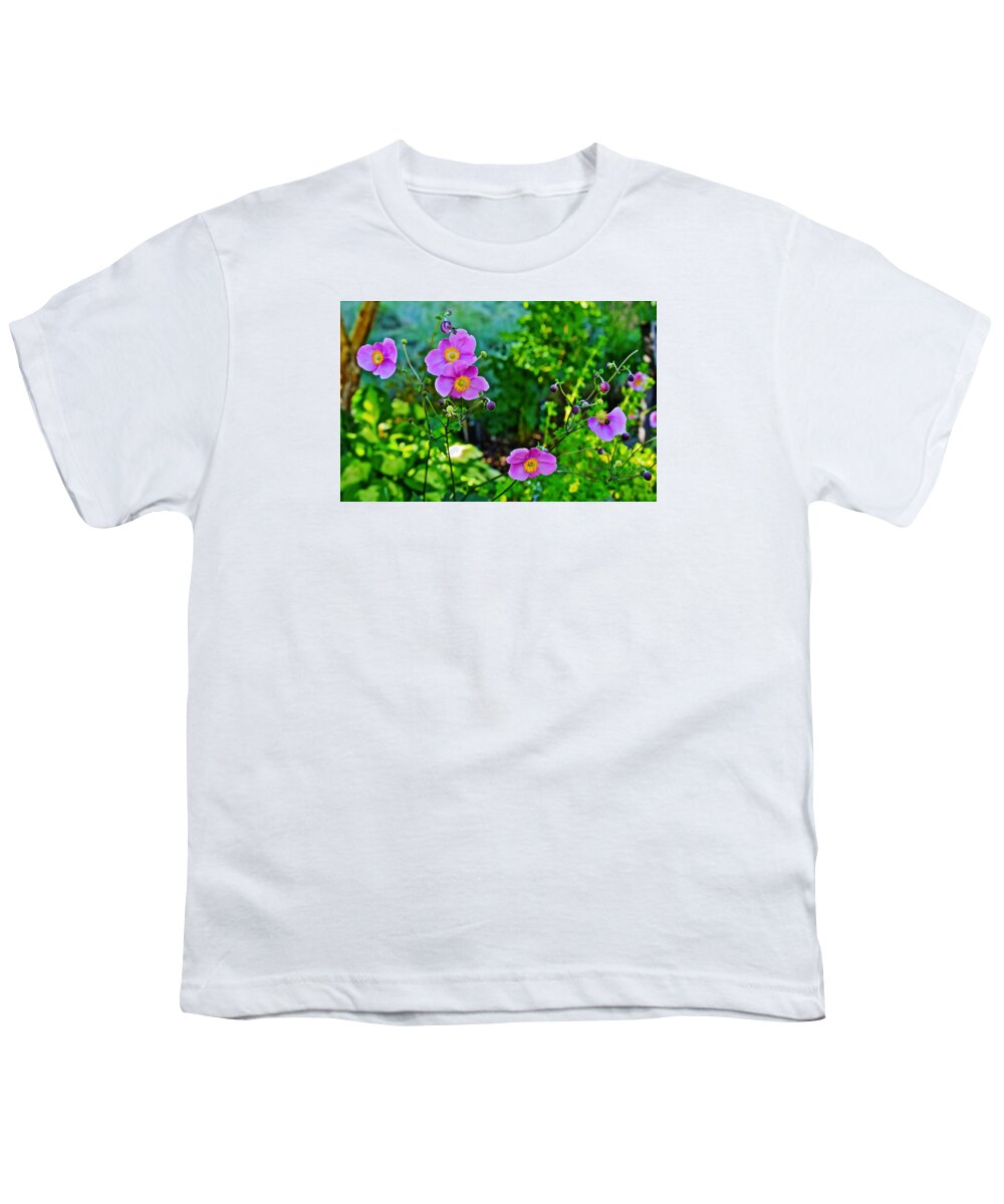 Anemone Youth T-Shirt featuring the photograph Fall Gardens September Charm Anemone by Janis Senungetuk