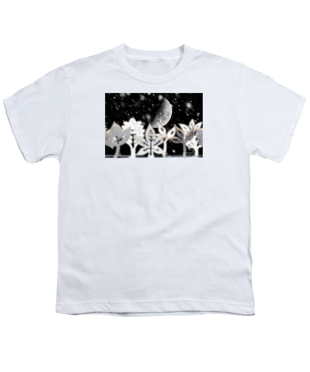 Moon Youth T-Shirt featuring the photograph Fantasy Christmas scene with moon by Simon Bratt