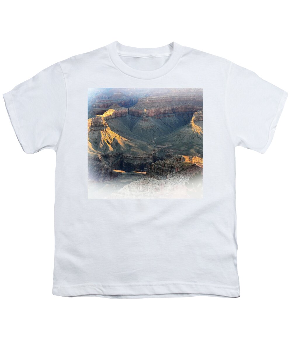 The Grand Canyon Youth T-Shirt featuring the photograph First Light Morning Mist Grand Canyon by Nadalyn Larsen