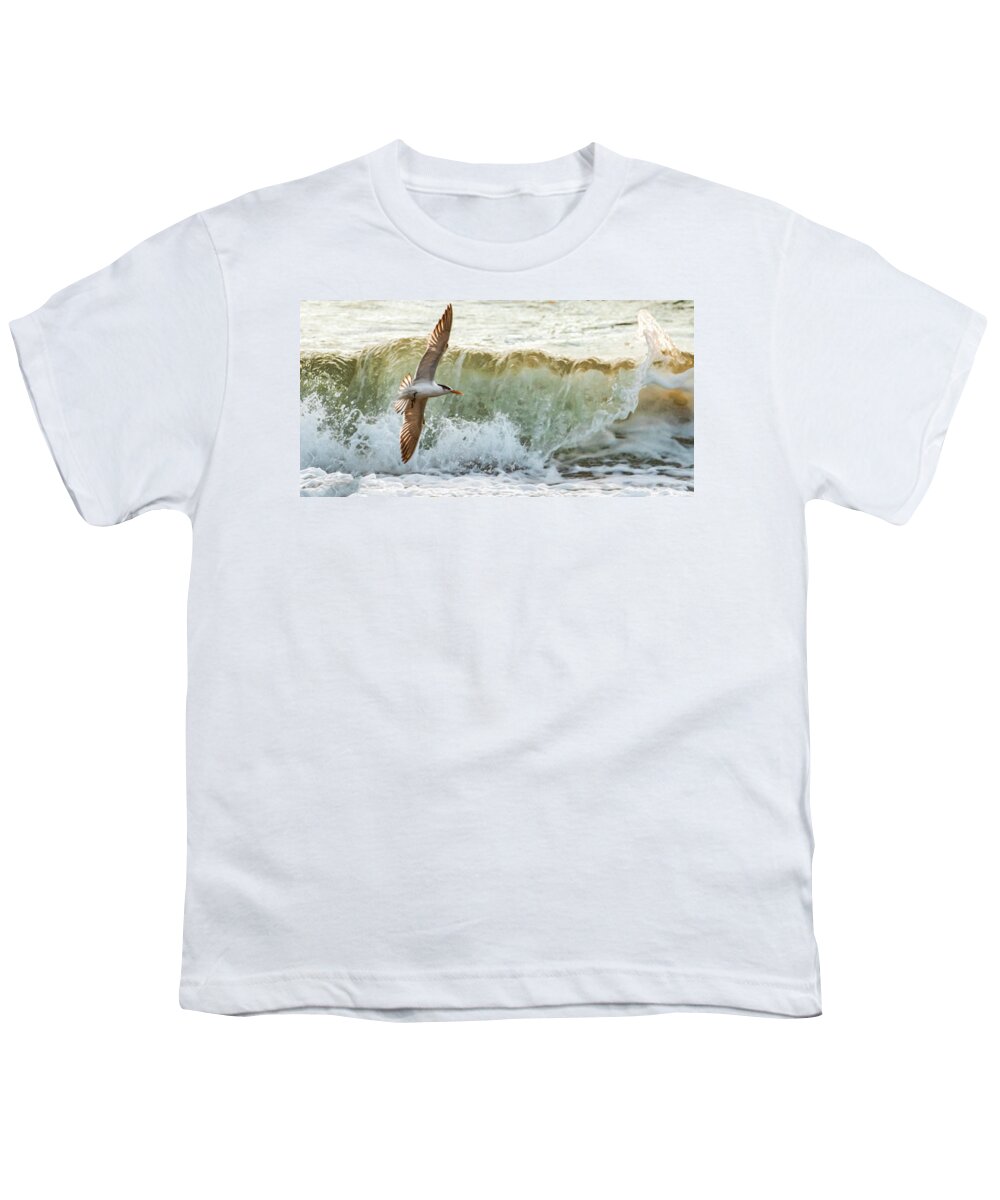 Seagull Youth T-Shirt featuring the photograph Fishing the Surf by Don Durfee