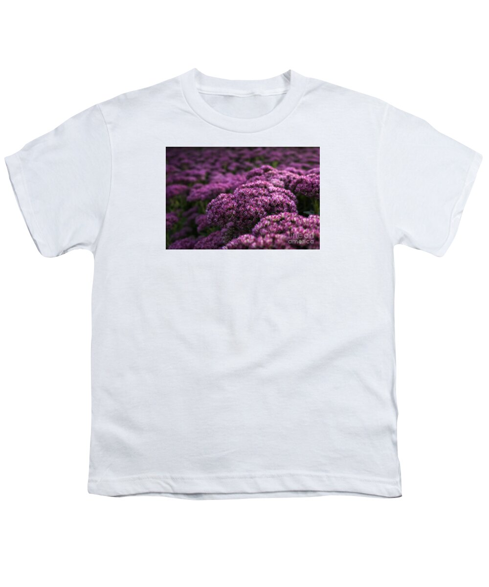 Purple Youth T-Shirt featuring the photograph Sedum Flower detail by Inge Riis McDonald