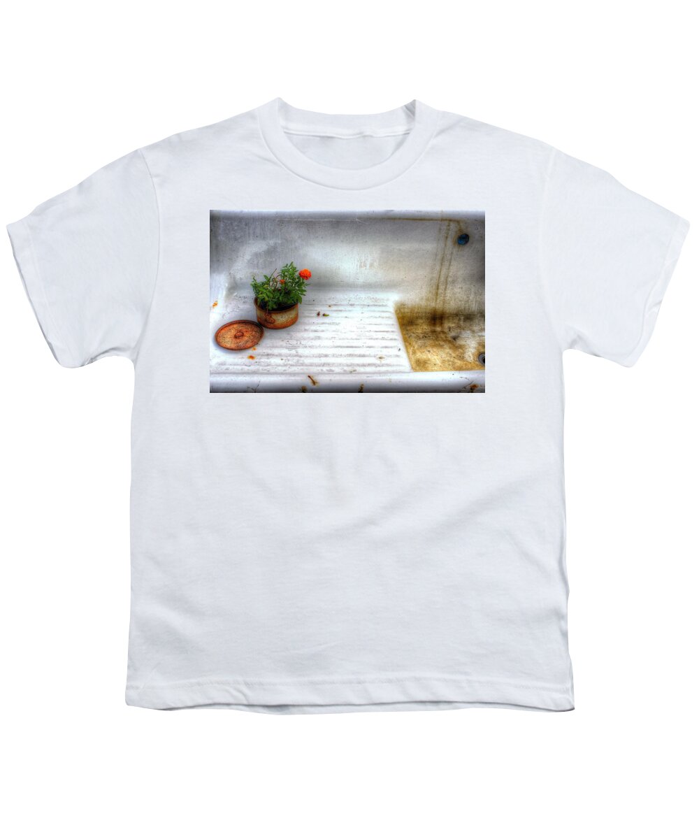 Sink Youth T-Shirt featuring the photograph Flower Pot and Sink by Randy Pollard