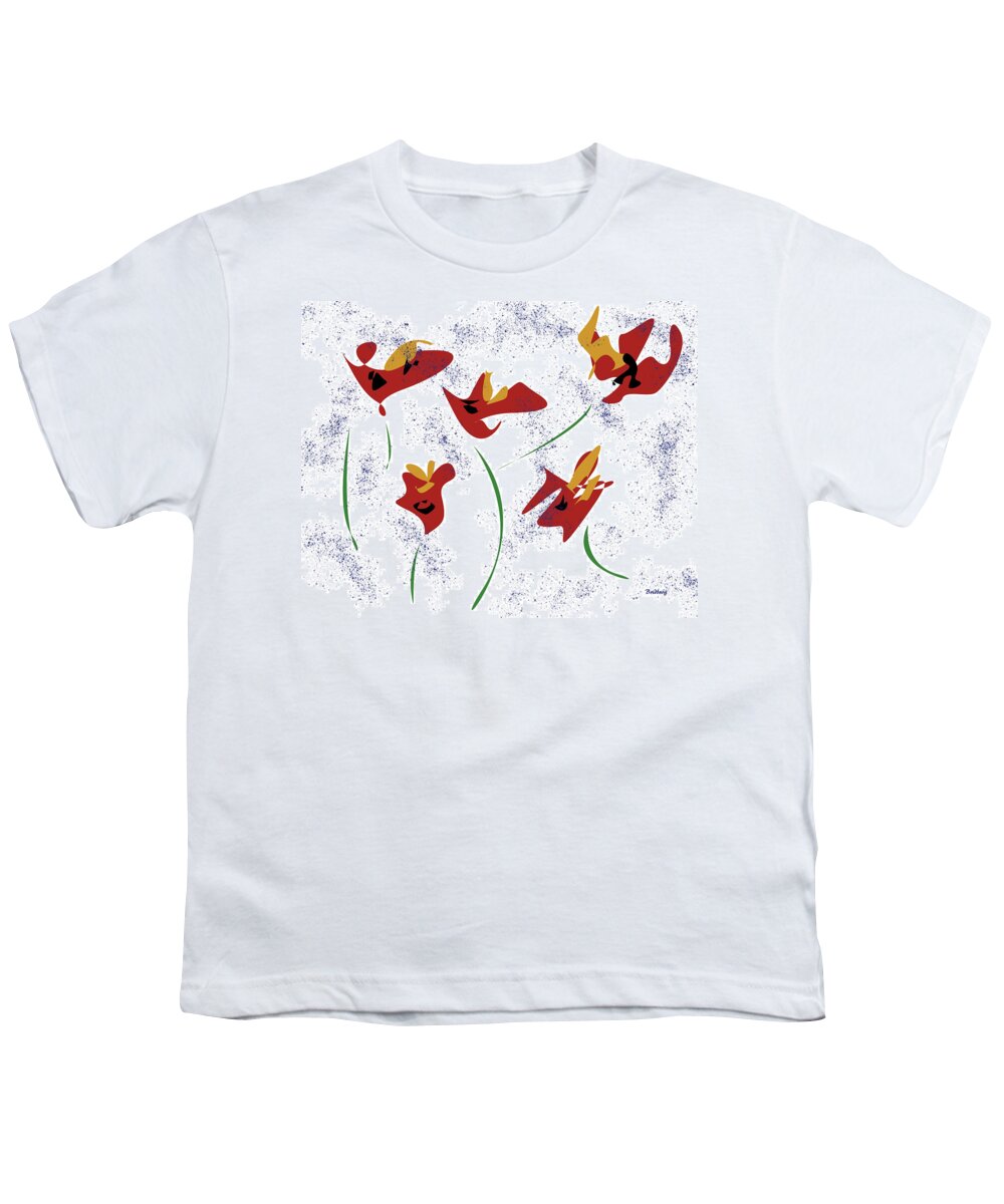 Postmodernism Youth T-Shirt featuring the digital art Flowers in the Wind by David Bridburg