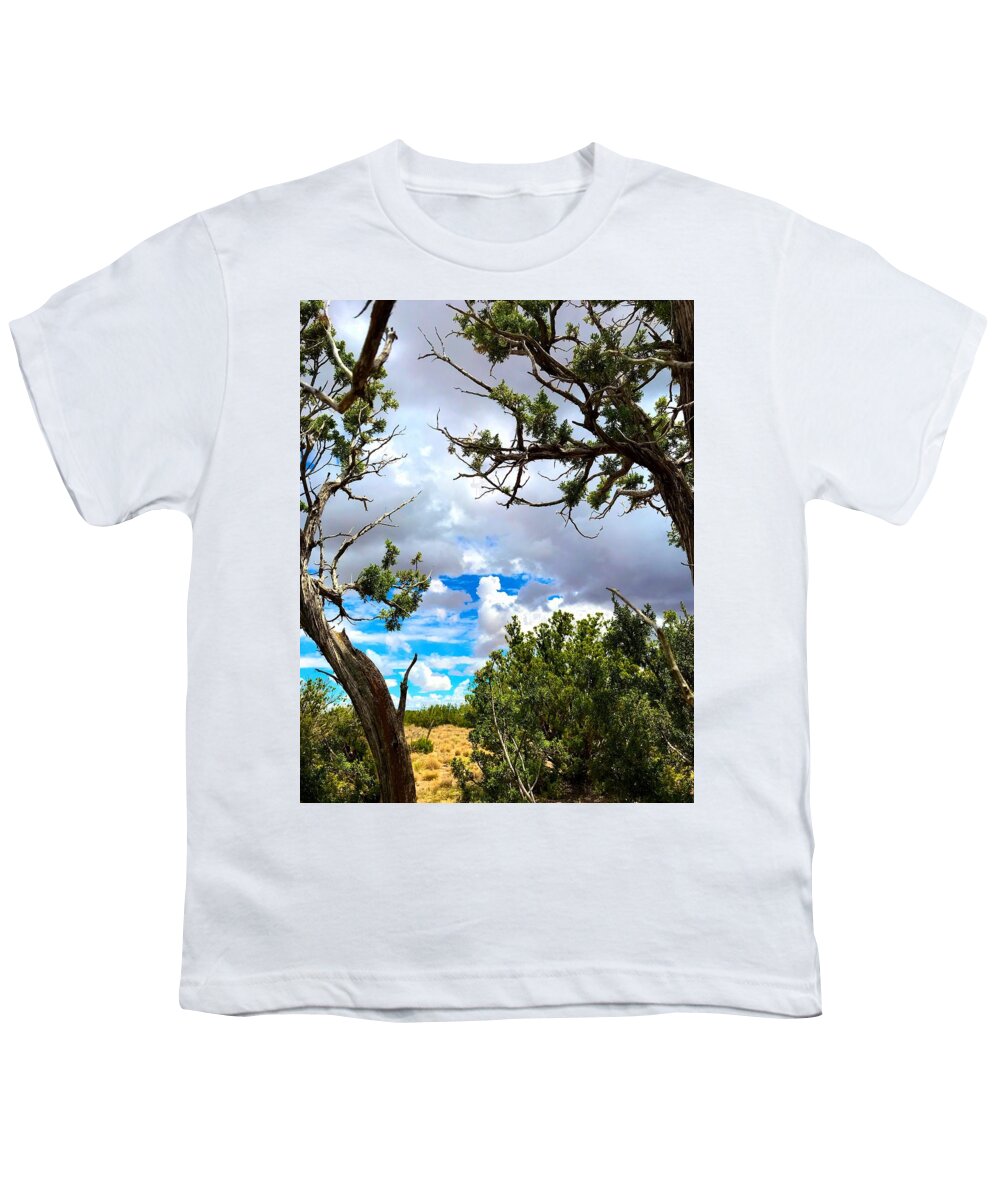 Clouds Youth T-Shirt featuring the photograph Frame By Juniper by Brad Hodges