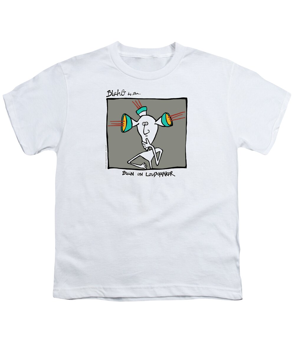 Face Up Youth T-Shirt featuring the drawing Brain On Loudspeaker by Dar Freeland