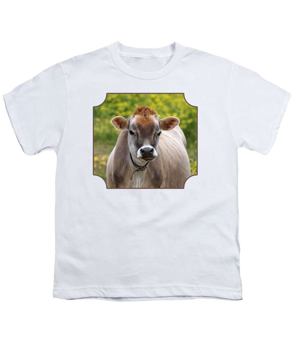 Jersey Cow Youth T-Shirt featuring the photograph Funny Jersey Cow - Horizontal by Gill Billington