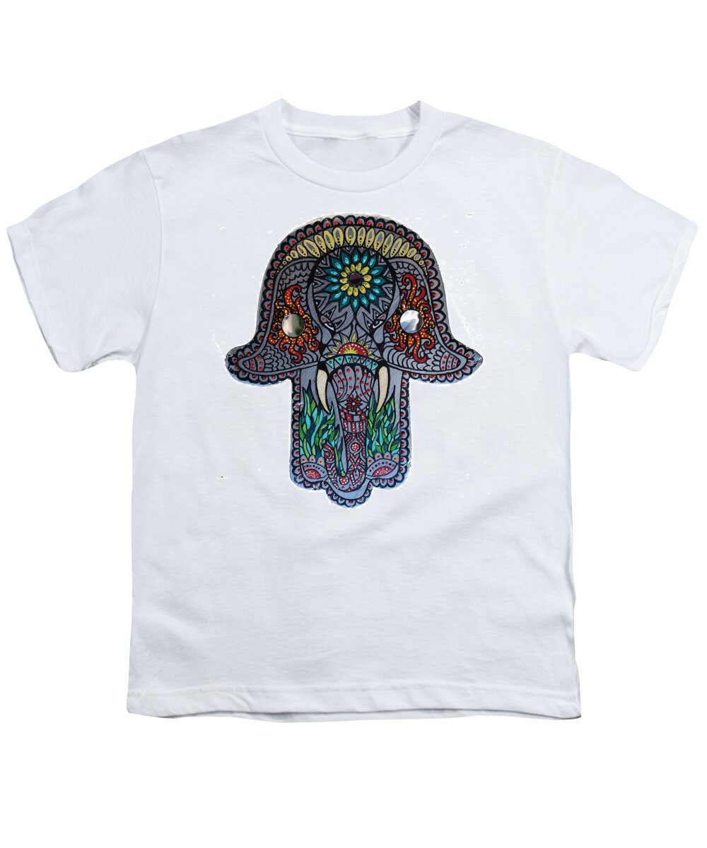Hamsa Youth T-Shirt featuring the painting Ganesha Hamsa by Patricia Arroyo
