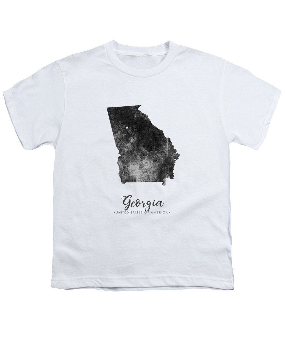 Georgia Youth T-Shirt featuring the mixed media Georgia State Map Art - Grunge Silhouette by Studio Grafiikka