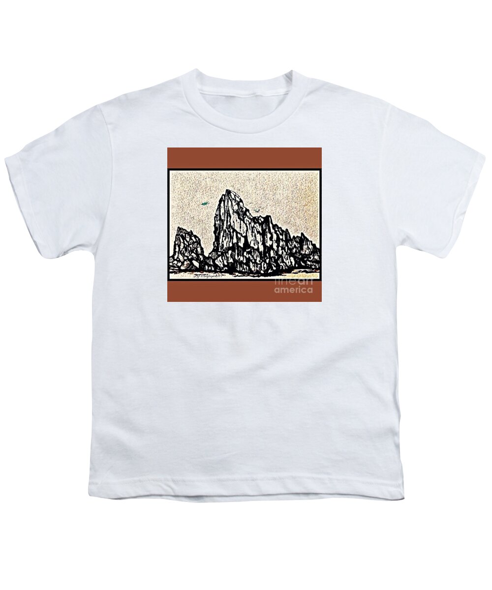 Pen Ink Youth T-Shirt featuring the mixed media Going West by MaryLee Parker