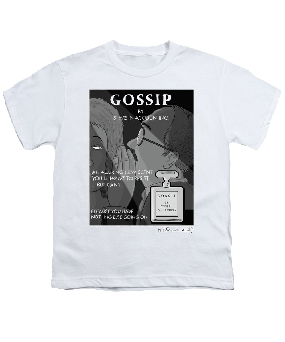 Gossip By Steve In Accounting Youth T-Shirt featuring the drawing Gossip by Steve in Accounting by Hilary Fitzgerald Campbell