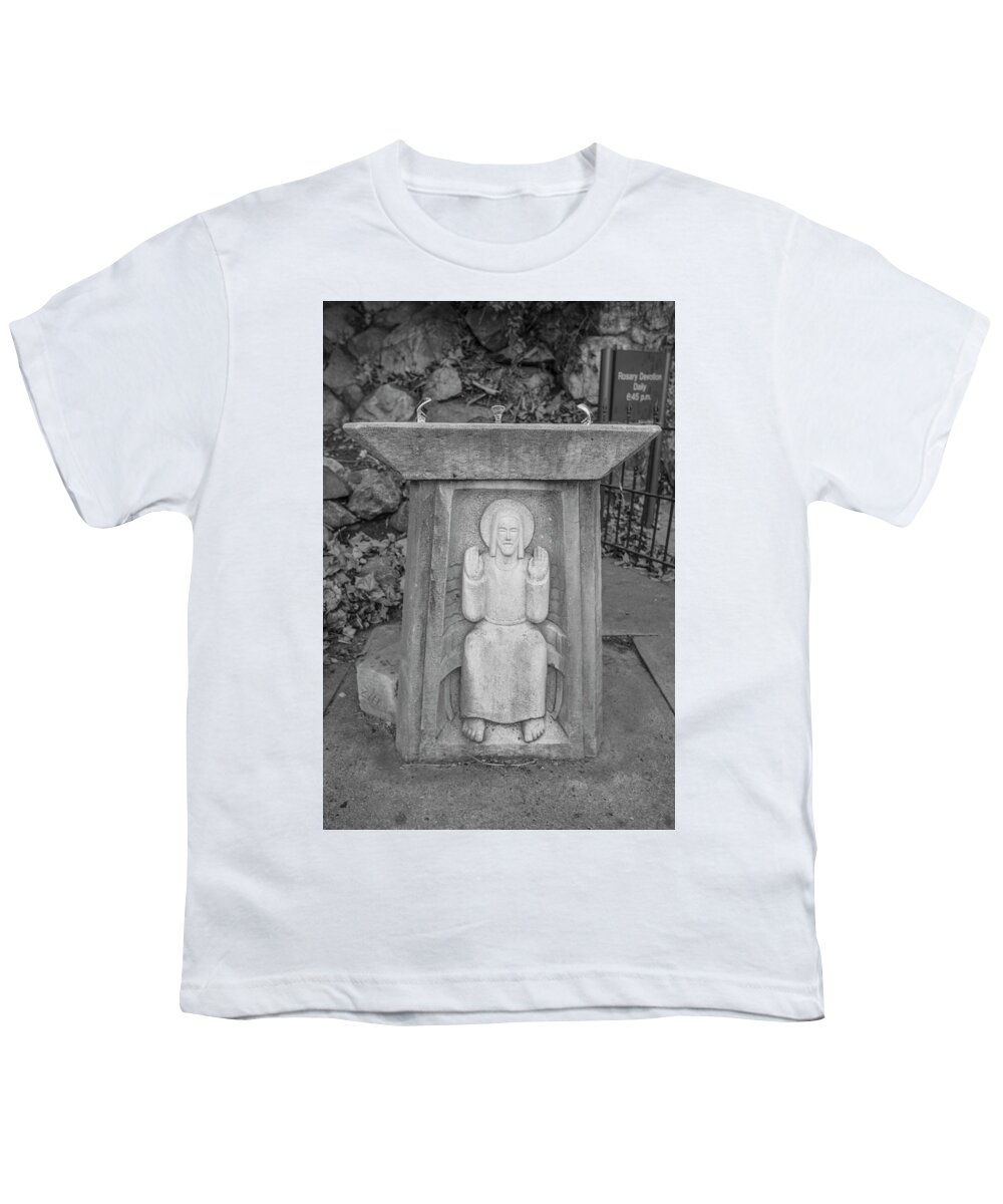 American University Youth T-Shirt featuring the photograph Grotto of Our Lady of Lourdes drinking fountain by John McGraw