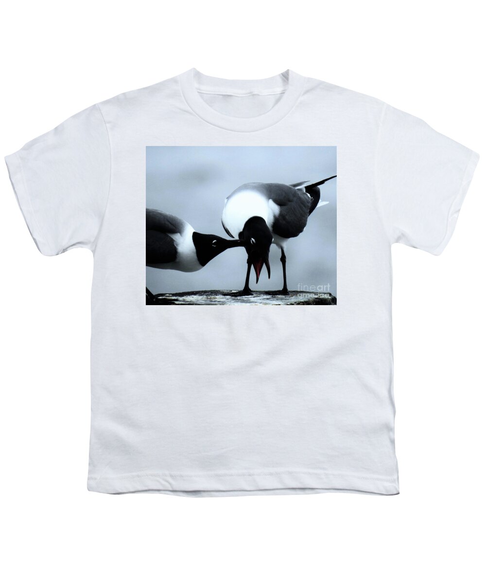 Gulls Youth T-Shirt featuring the photograph Gull Pecked by Jan Gelders