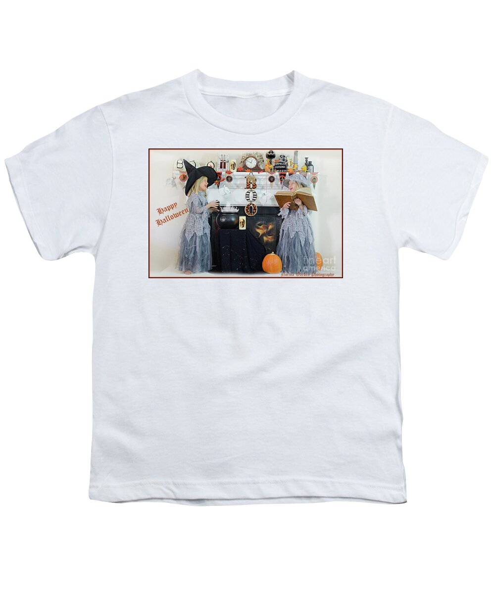 Norman Rockwell Youth T-Shirt featuring the photograph Happy Little Witches by Norma Warden