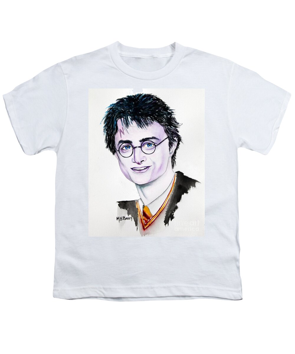 Harry Potter Youth T-Shirt featuring the painting Harry Potter by Maria Barry