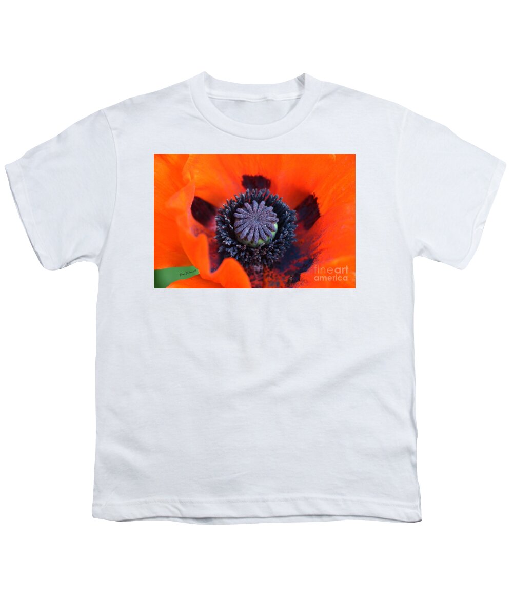 Flowers Youth T-Shirt featuring the photograph Heart of the Poppy by Yumi Johnson