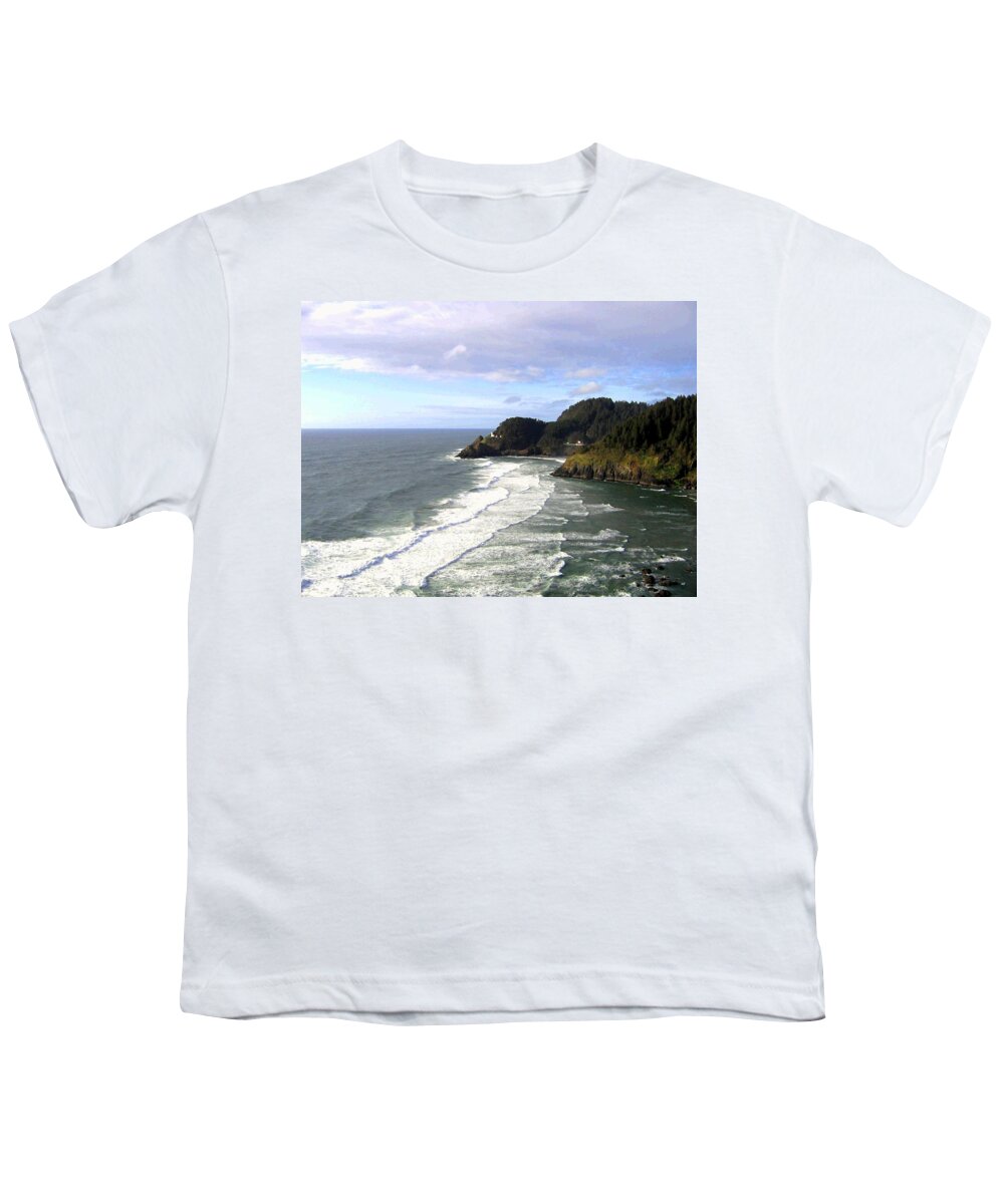 Heceta Head Lighthouse Youth T-Shirt featuring the digital art Heceta Head Lighthouse by Will Borden
