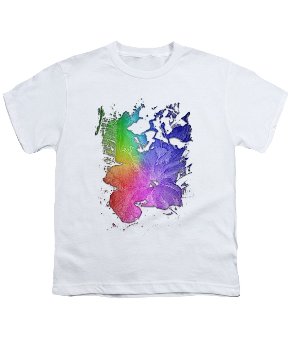 Cool Youth T-Shirt featuring the photograph Hibiscus S D Z 2 Cool Rainbow 3 Dimensional by DiDesigns Graphics