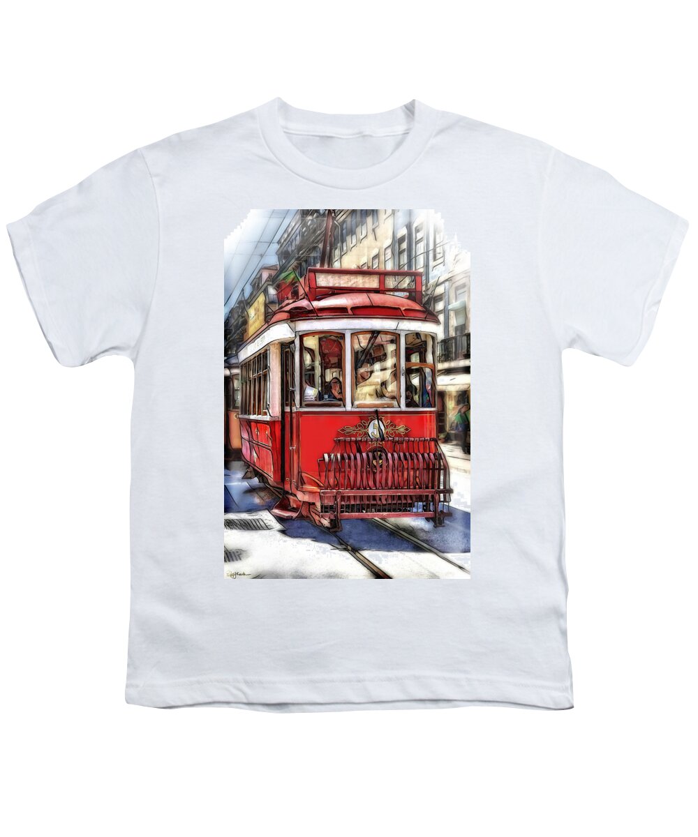 Tram Youth T-Shirt featuring the digital art Hop On Hop Off by Pennie McCracken