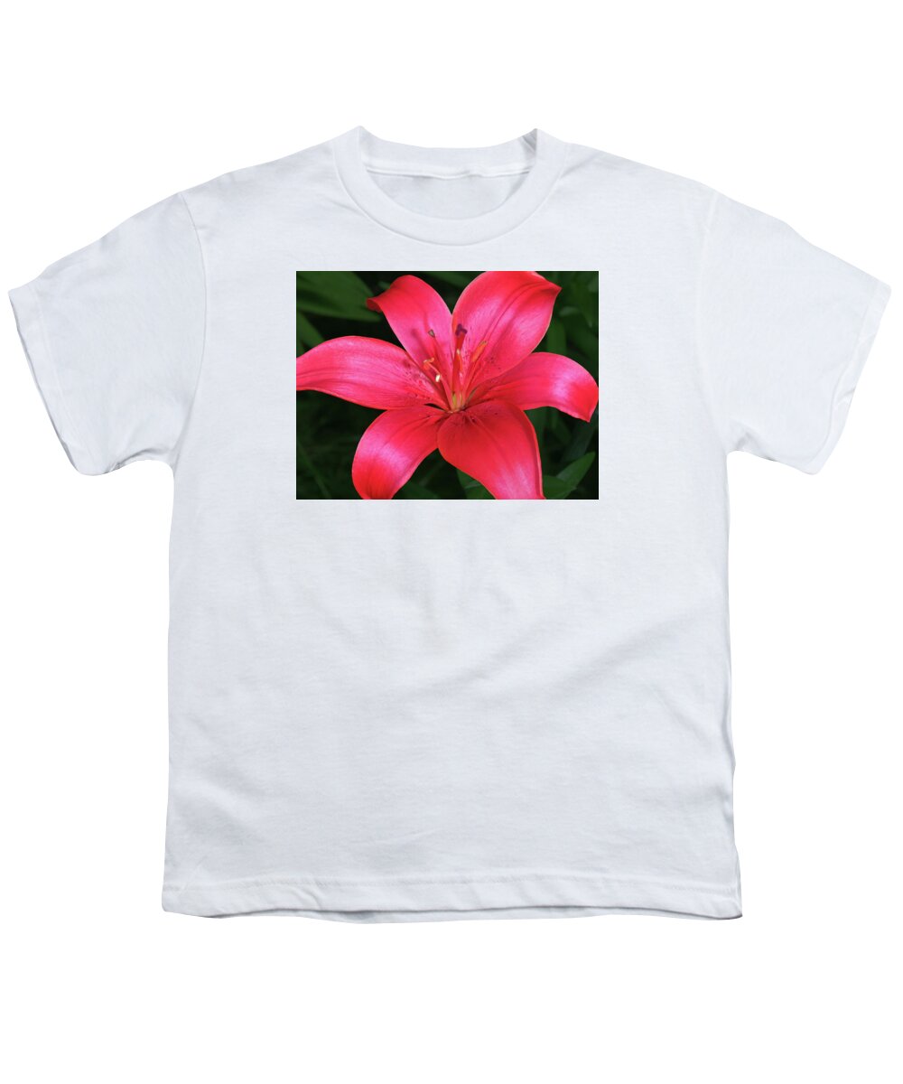 Lily Youth T-Shirt featuring the photograph Red I Am Here For You by Johanna Hurmerinta