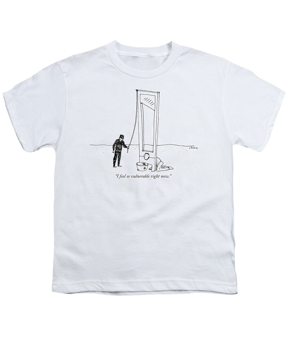 i Feel So Vulnerable Right Now. Youth T-Shirt featuring the drawing I feel so vulnerable right now by Liana Finck