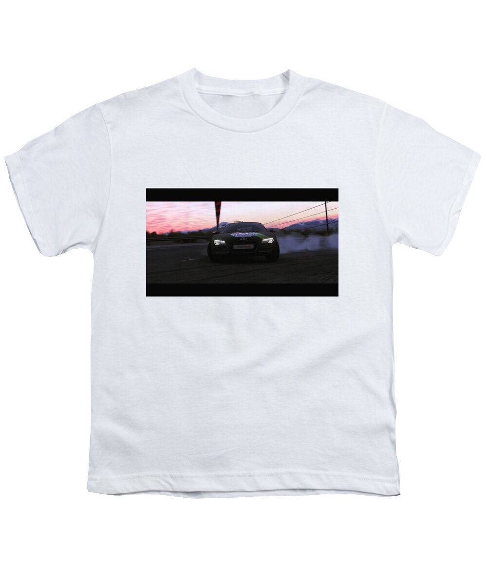 R8 Youth T-Shirt featuring the photograph I See You ... #audi #r8 #v10 #driveclub by Hannes Lachner