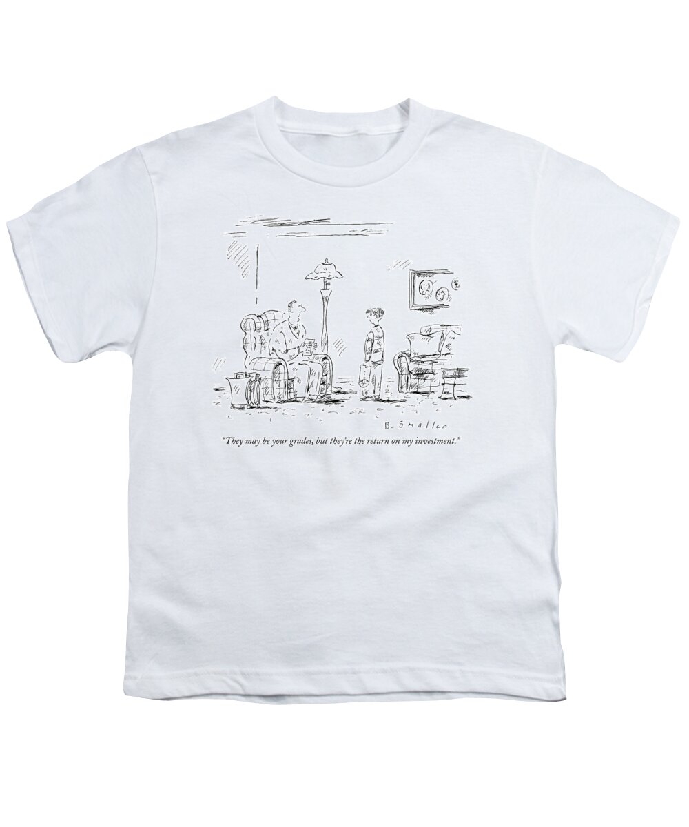 Investnent Youth T-Shirt featuring the drawing Investment Return by Barbara Smaller