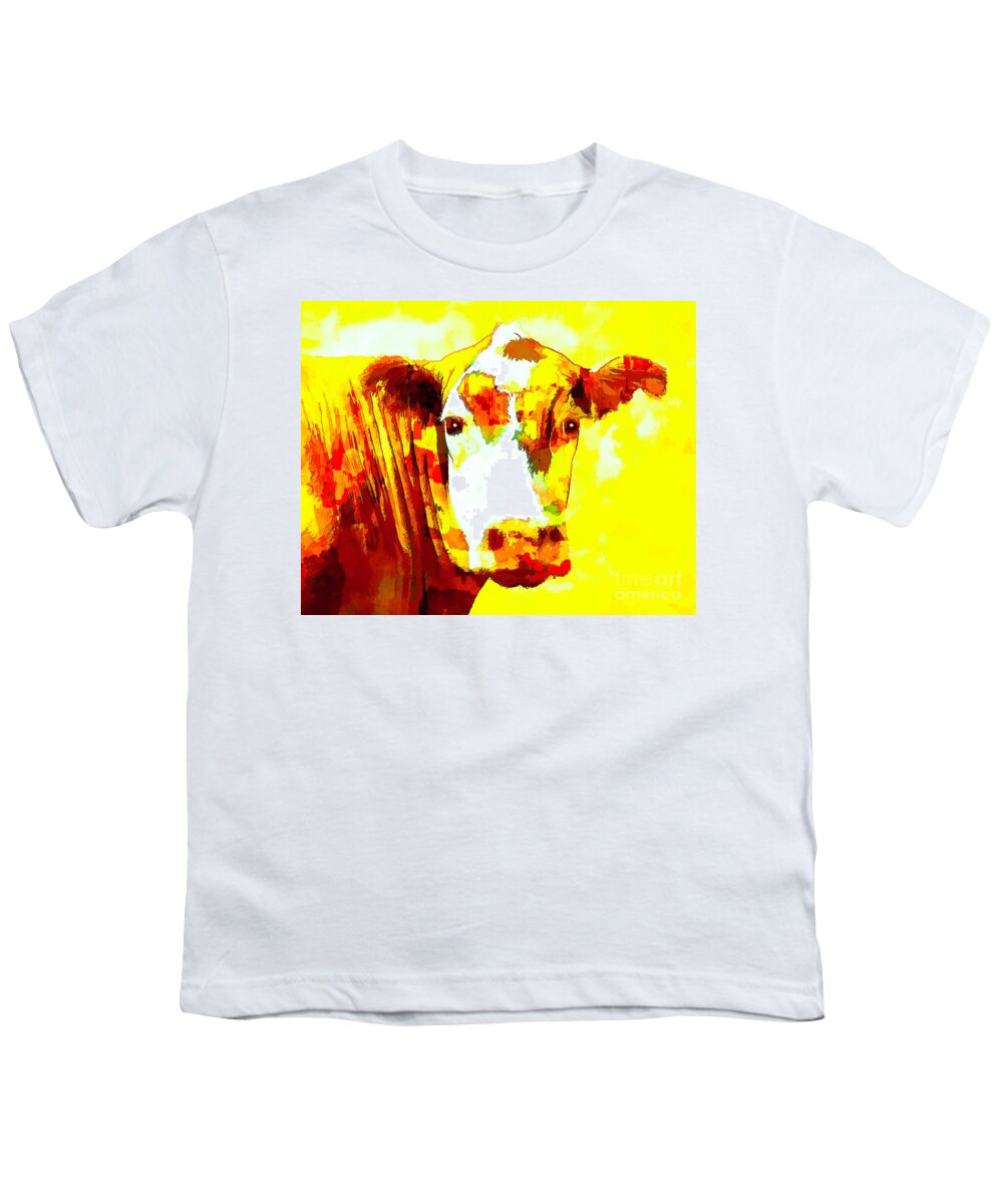 Cow Youth T-Shirt featuring the photograph Yellow Cow by Joyce Creswell