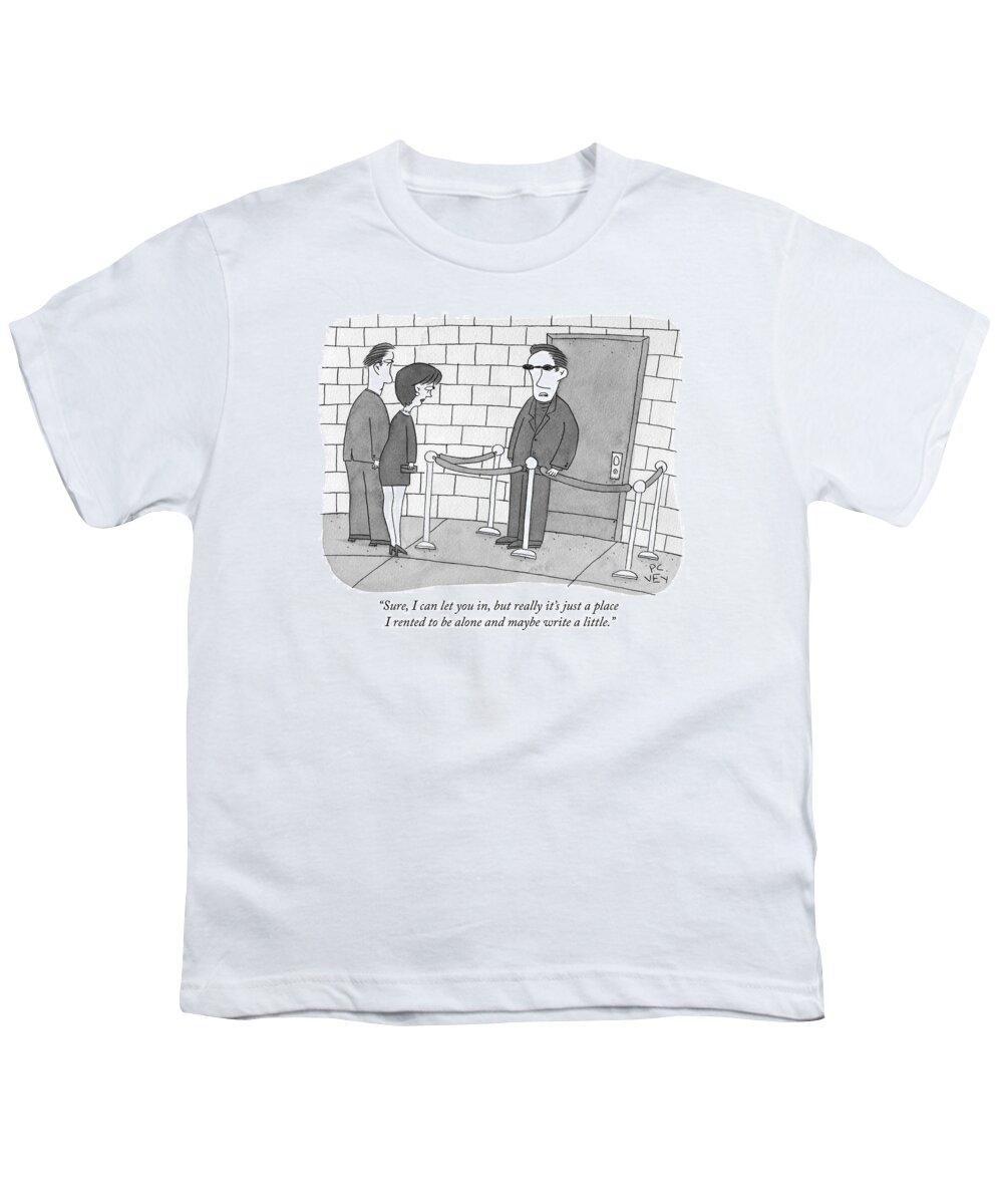 sure Youth T-Shirt featuring the drawing Just a place I rented to be alone and maybe write a little by Peter C Vey